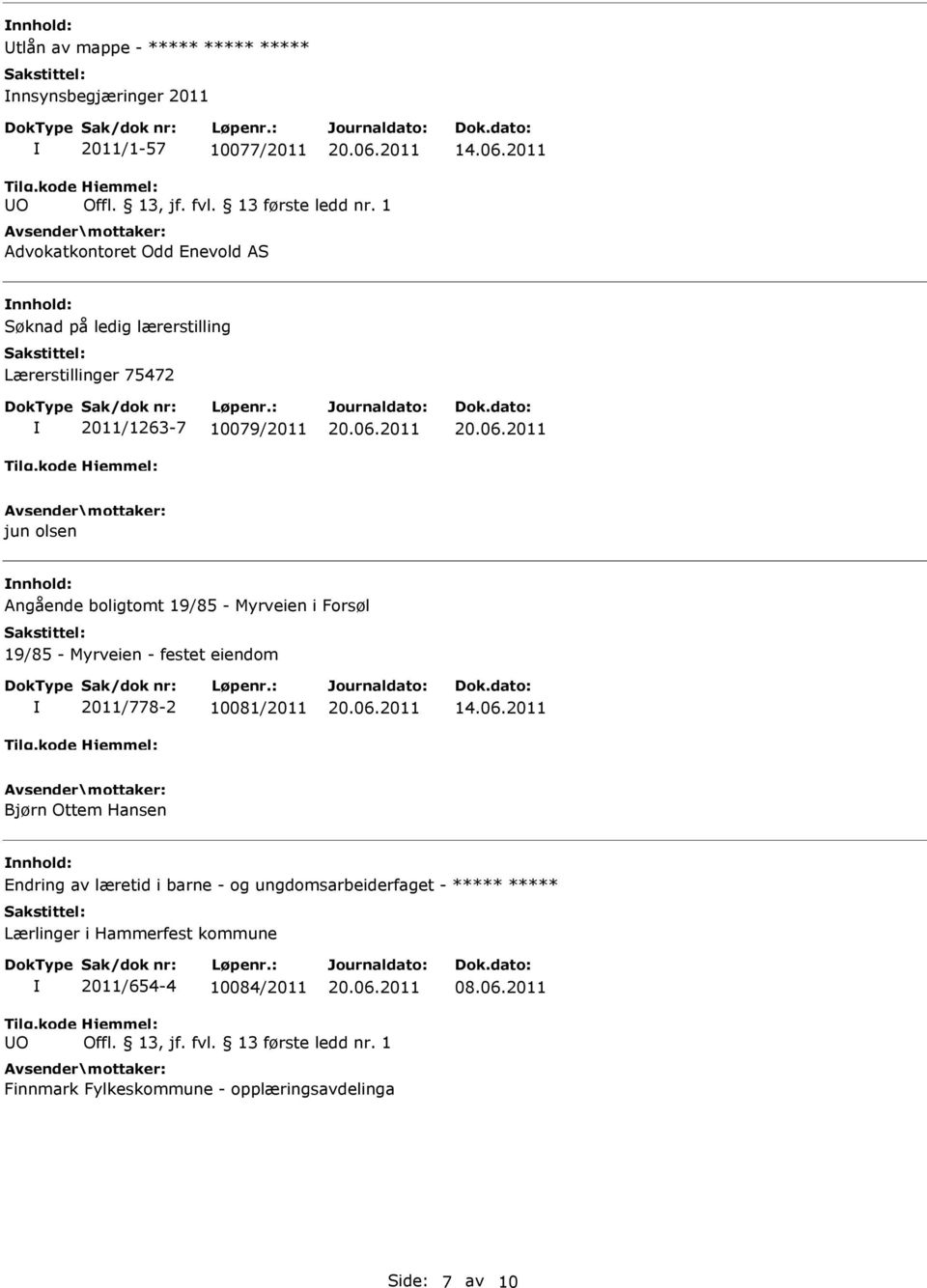 - Myrveien - festet eiendom 2011/778-2 10081/2011 Bjørn Ottem Hansen nnhold: Endring av læretid i barne - og