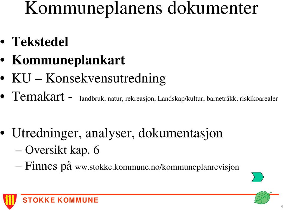 Landskap/kultur, barnetråkk, riskikoarealer Utredninger,