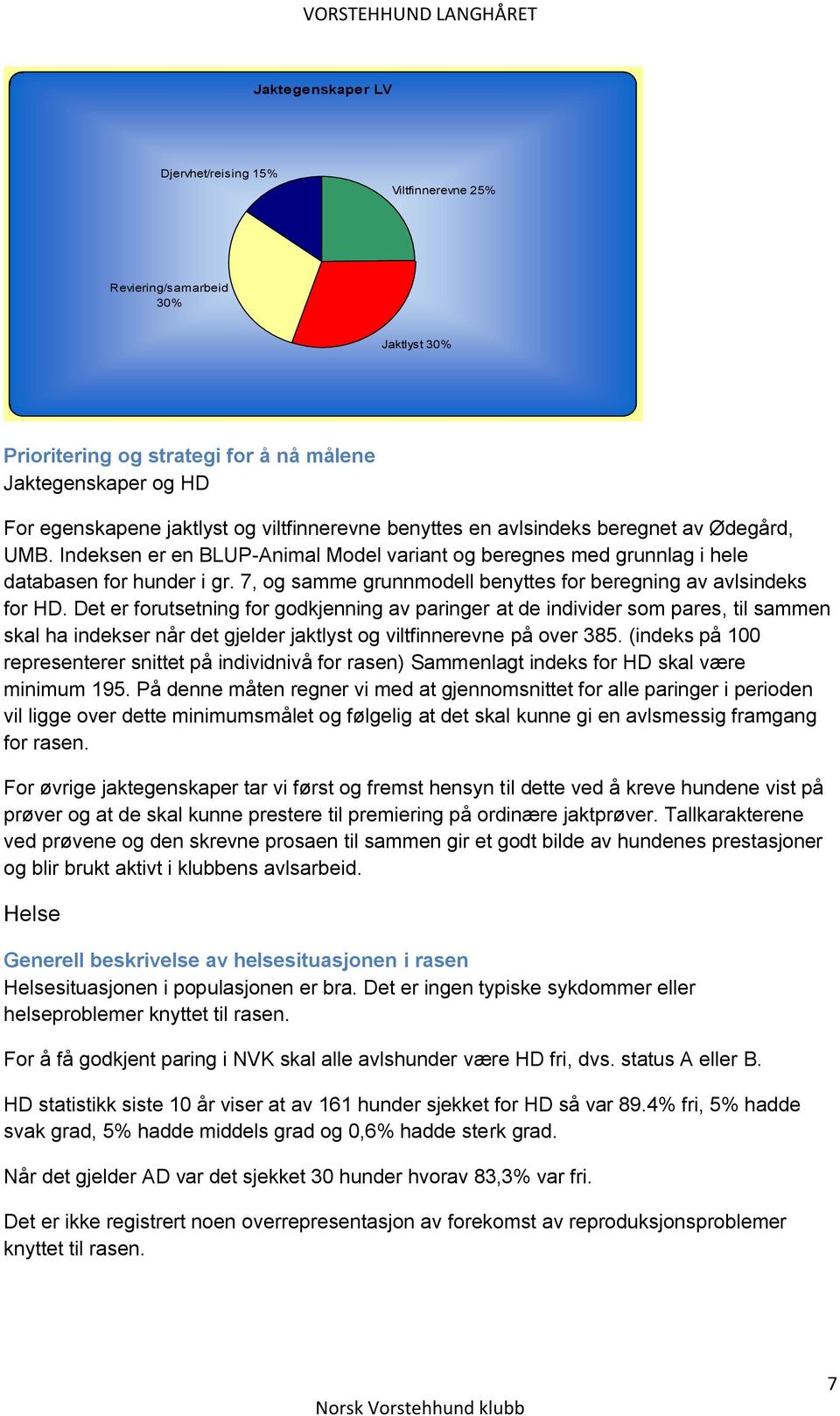 7, og samme grunnmodell benyttes for beregning av avlsindeks for HD.