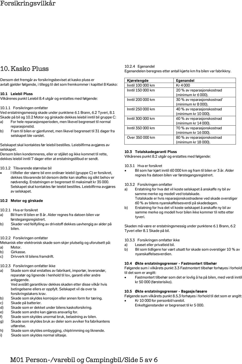 2 Motor og girskade dekkes leiebil inntil bil gruppe C: a) For hele reparasjonsperioden, men likevel begrenset til normal reparasjonstid.