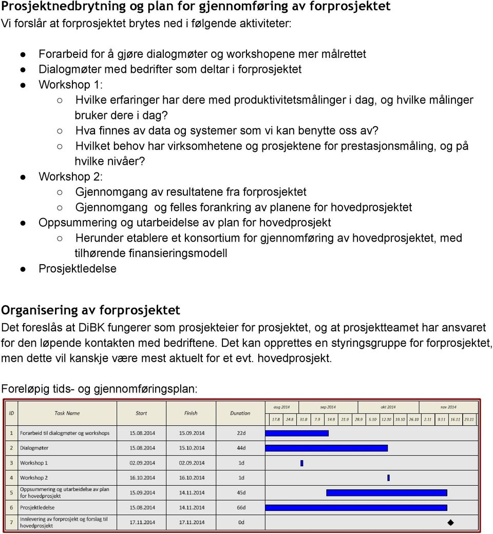 Hva finnes av data og systemer som vi kan benytte oss av? Hvilket behov har virksomhetene og prosjektene for prestasjonsmåling, og på hvilke nivåer?