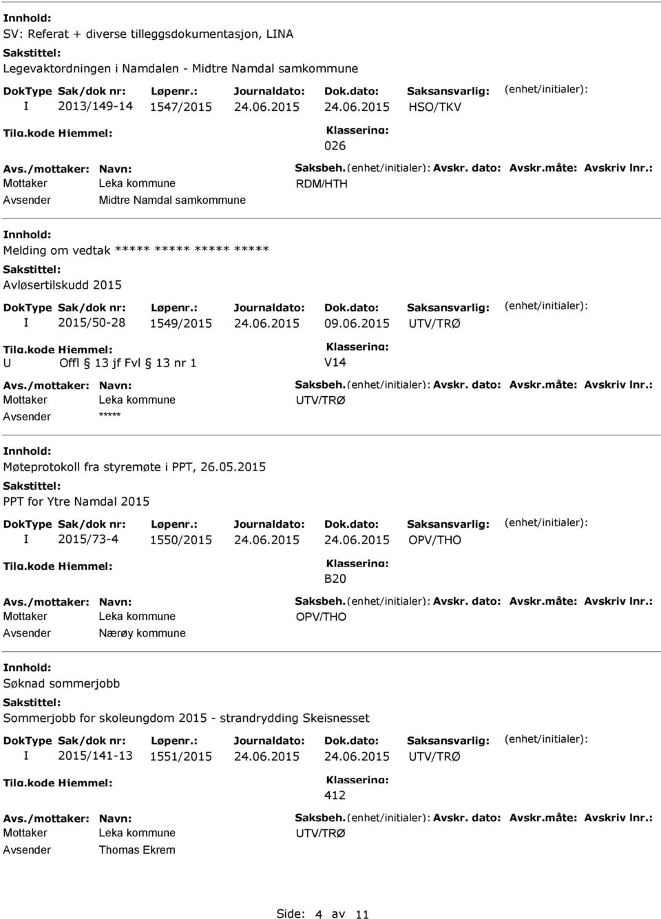 2015/50-28 1549/2015 09.06.2015 TV/TRØ V14 TV/TRØ ***** Møteprotokoll fra styremøte i PPT, 26.05.