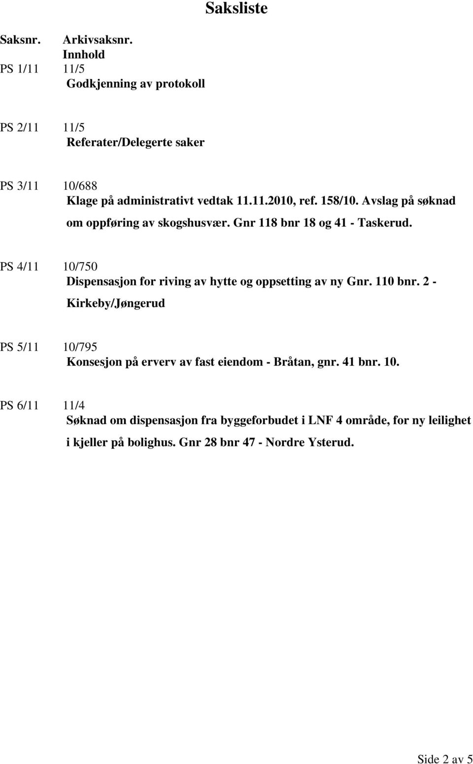 158/10. Avslag på søknad om oppføring av skogshusvær. Gnr 118 bnr 18 og 41 - Taskerud.