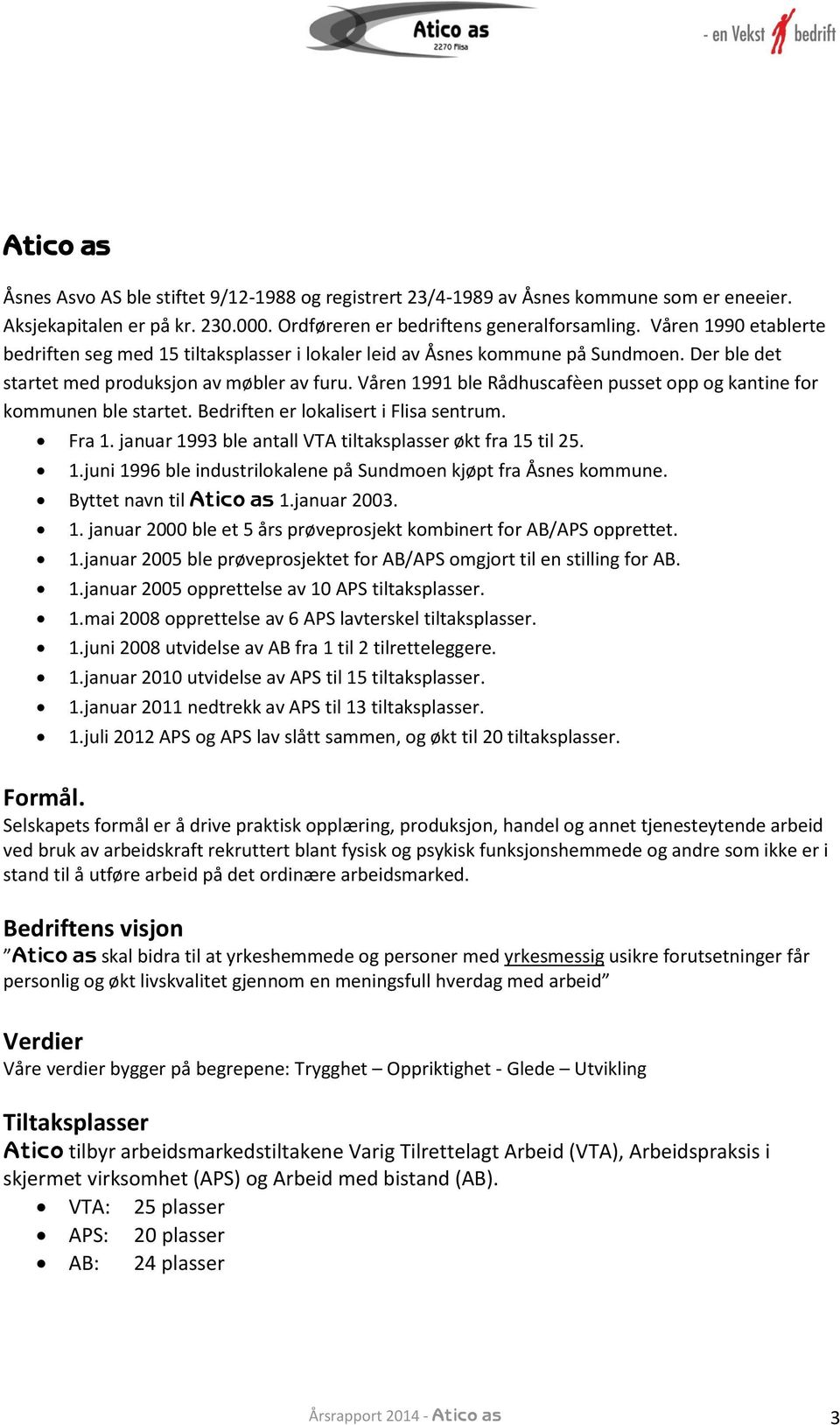 Våren 1991 ble Rådhuscafèen pusset opp og kantine for kommunen ble startet. Bedriften er lokalisert i Flisa sentrum. Fra 1. januar 1993 ble antall VTA tiltaksplasser økt fra 15 til 25. 1.juni 1996 ble industrilokalene på Sundmoen kjøpt fra Åsnes kommune.