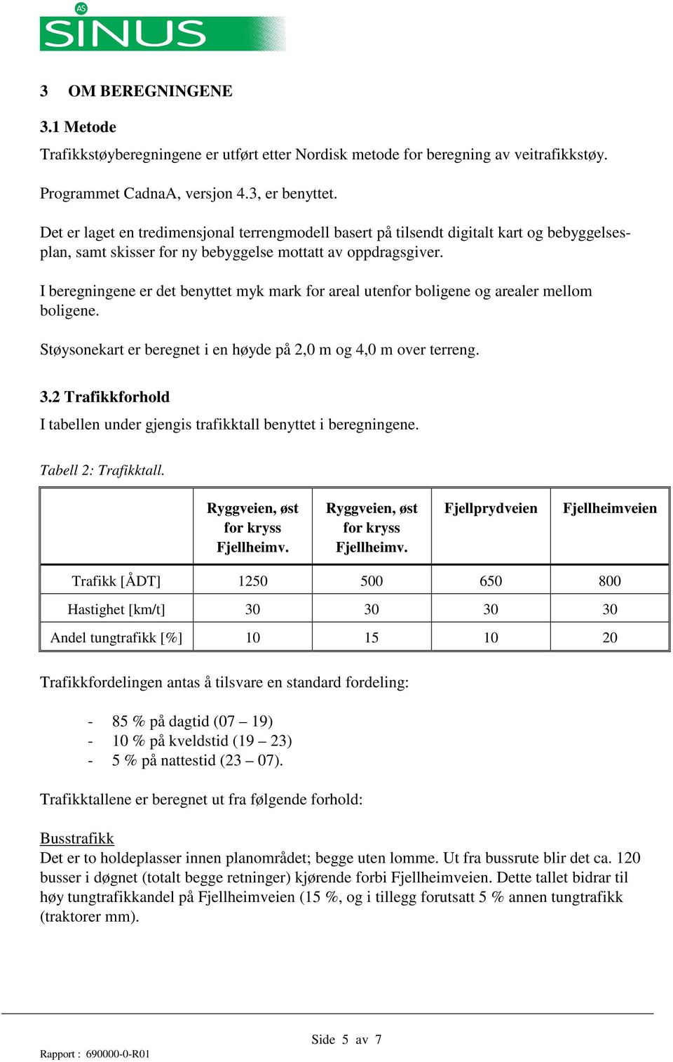 I beregningene er det benyttet myk mark for areal utenfor boligene og arealer mellom boligene. Støysonekart er beregnet i en høyde på 2,0 m og 4,0 m over terreng. 3.