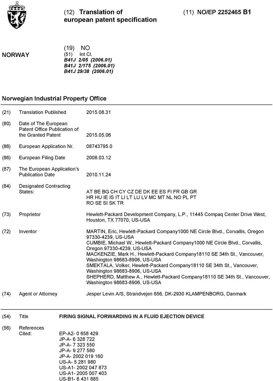 0 (86) European Filing Date 08.03.12 (87) The European Application s Publication Date.11.