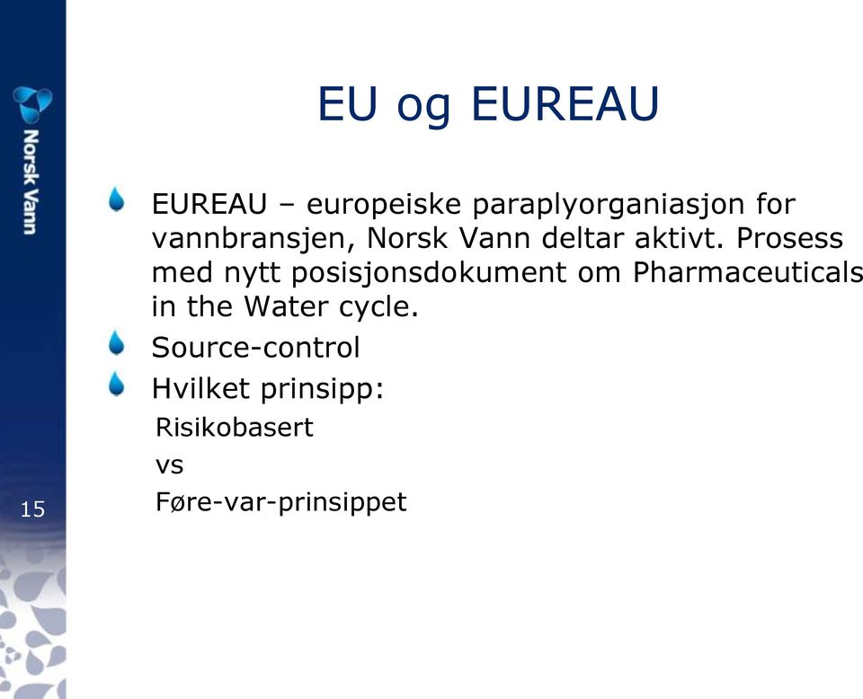 Prosess med nytt posisjonsdokument om Pharmaceuticals in