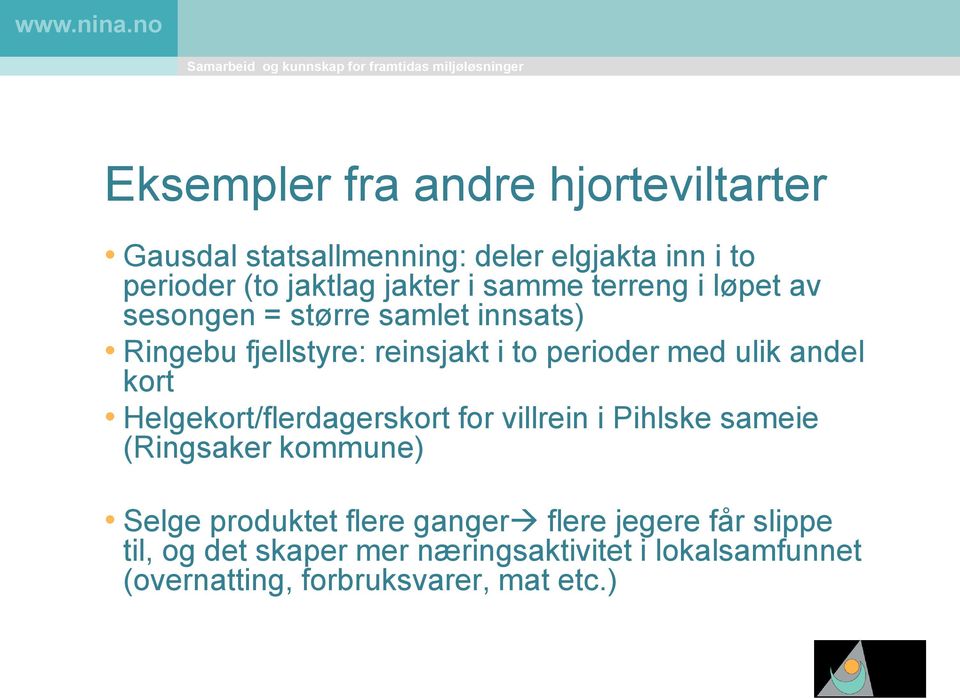 andel kort Helgekort/flerdagerskort for villrein i Pihlske sameie (Ringsaker kommune) Selge produktet flere ganger