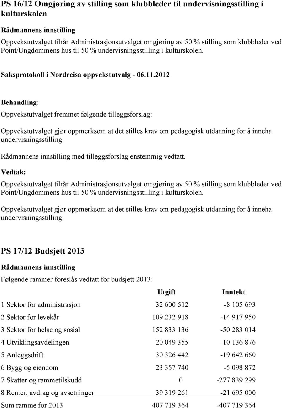 Oppvekstutvalget fremmet følgende tilleggsforslag: Oppvekstutvalget gjør oppmerksom at det stilles krav om pedagogisk utdanning for å inneha undervisningsstilling.