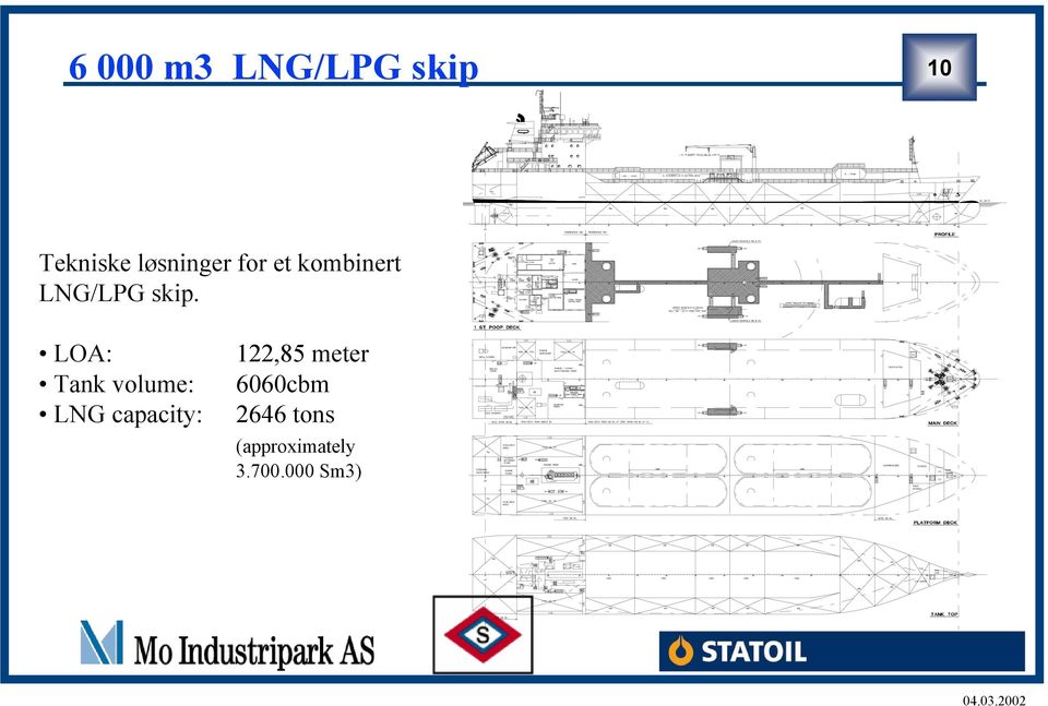 LOA: Tank volume: LNG capacity: 122,85