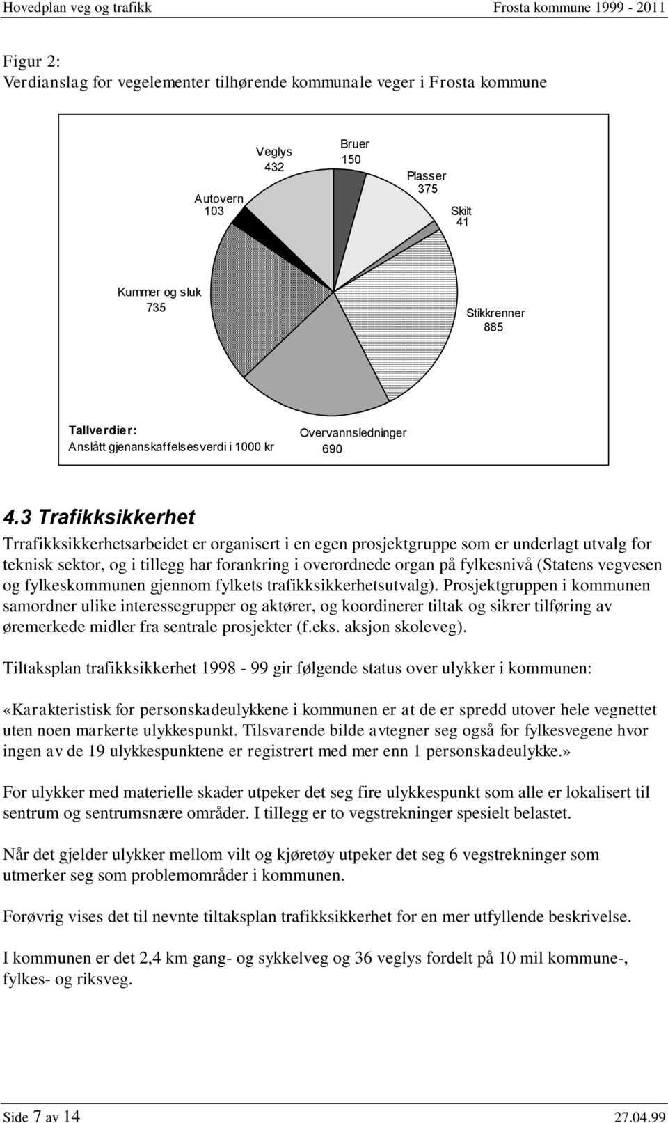 3 Trafikksikkerhet Trrafikksikkerhetsarbeidet er organisert i en egen prosjektgruppe som er underlagt utvalg for teknisk sektor, og i tillegg har forankring i overordnede organ på fylkesnivå (Statens