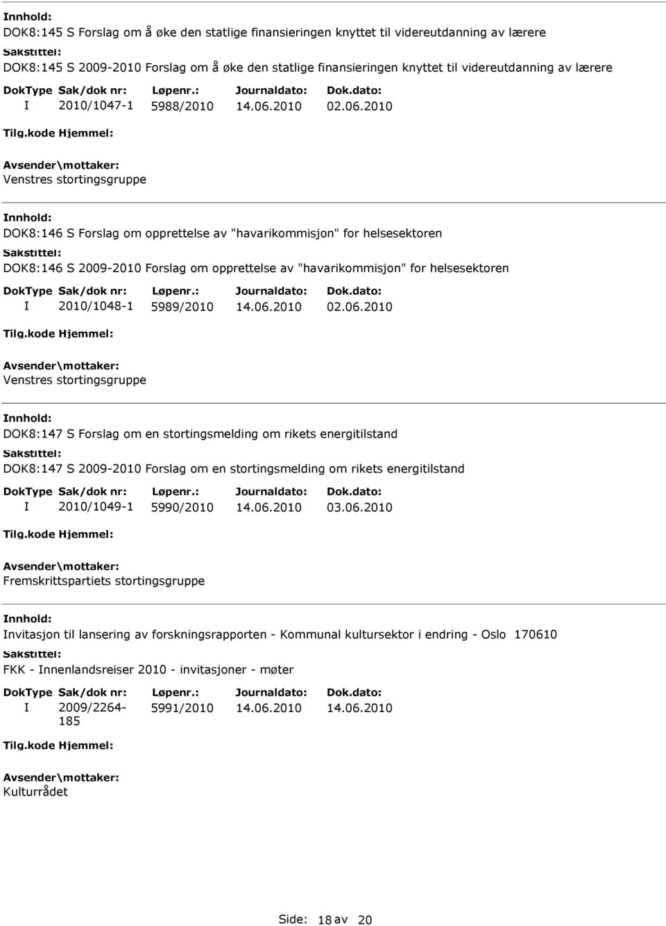 2010 Venstres stortingsgruppe DOK8:146 S Forslag om opprettelse av "havarikommisjon" for helsesektoren DOK8:146 S 2009-2010 Forslag om opprettelse av "havarikommisjon" for helsesektoren 2010/1048-1