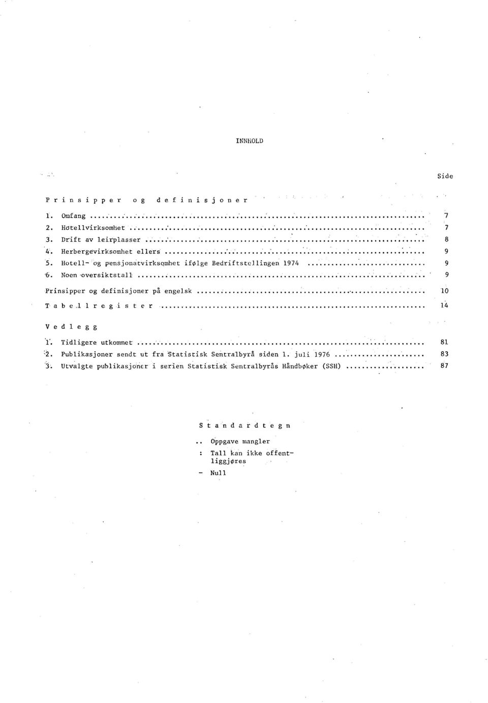 tvirksomhet ifølge Bedriftstellingen 1974 9 Noen -oversiktstall 9 Prinsipper og definisjoner på engelsk 10 Tabellregister 14