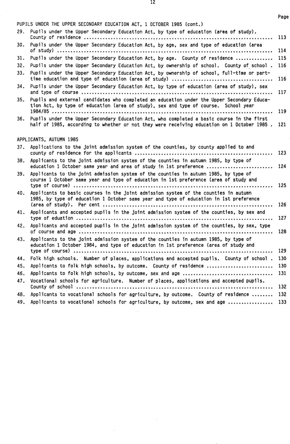 Pupils under the Upper Secondary Education Act, by ownership of school. County of school 116 33.