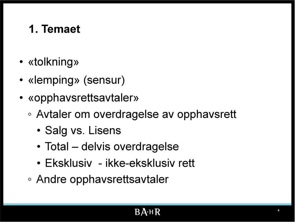 opphavsrett Salg vs.