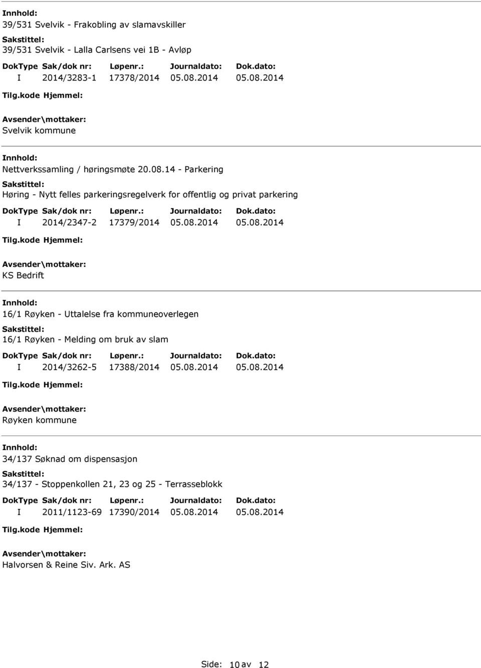 14 - Parkering Høring - Nytt felles parkeringsregelverk for offentlig og privat parkering 2014/2347-2 17379/2014 KS Bedrift nnhold: 16/1 Røyken -