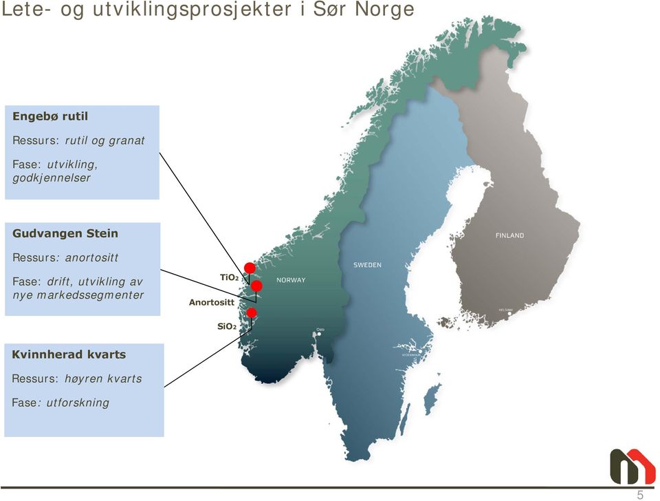 Ressurs: anortositt Fase: drift, utvikling av nye markedssegmenter