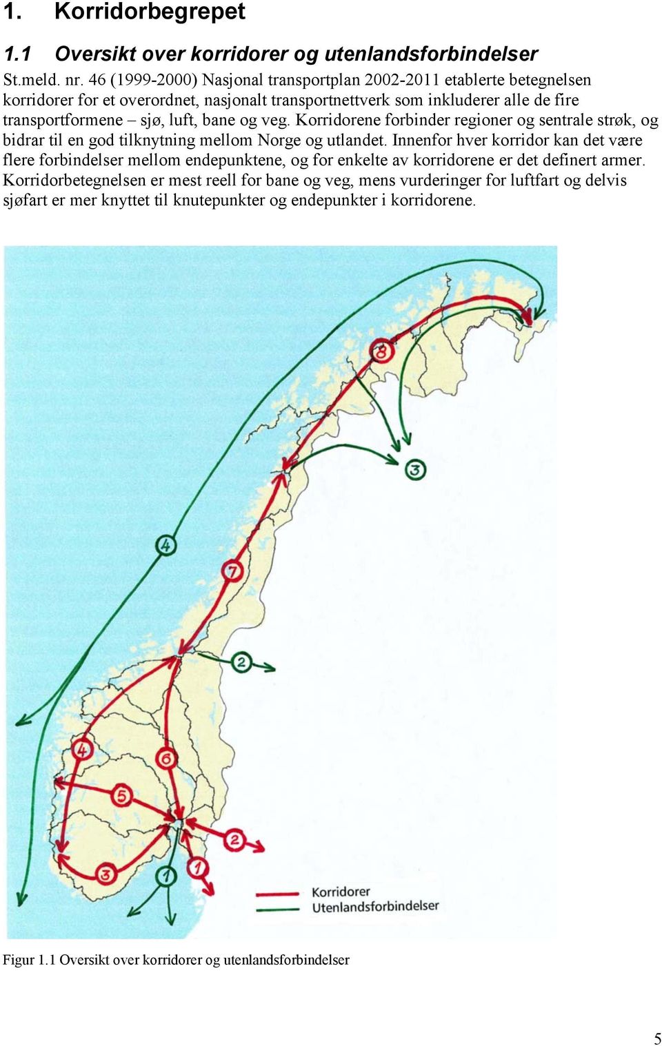 bane og veg. Korridorene forbinder regioner og sentrale strøk, og bidrar til en god tilknytning mellom Norge og utlandet.