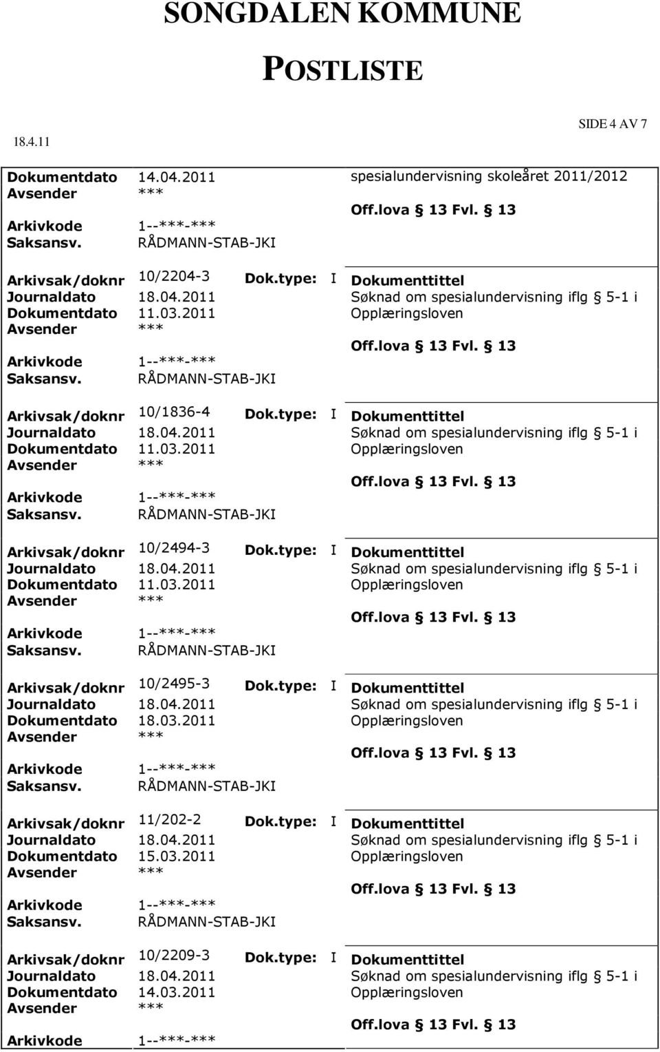 RÅDMANN-STAB-JKI Arkivsak/doknr 10/1836-4 RÅDMANN-STAB-JKI Arkivsak/doknr 10/2494-3