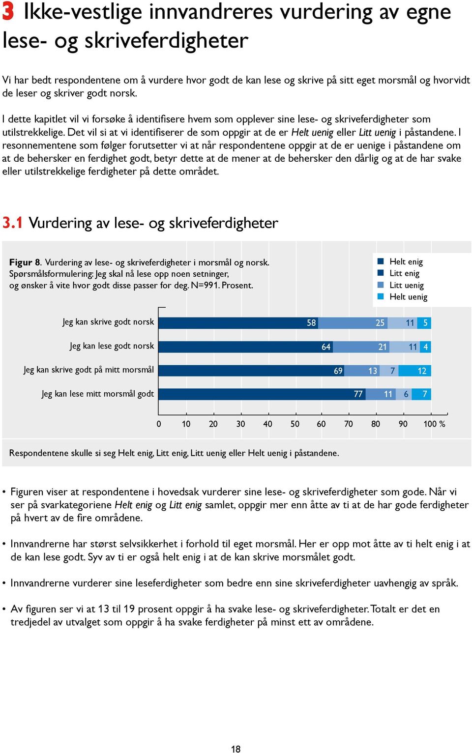 Det vil si at vi identifiserer de som oppgir at de er Helt uenig eller Litt uenig i påstandene.