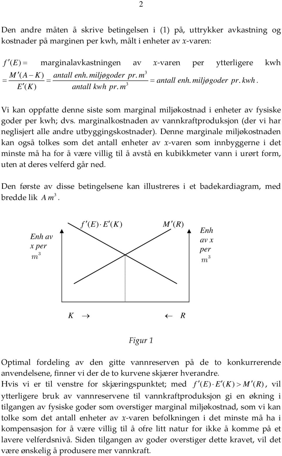 marginalkostnaden av vannkraftroduksjon (der vi har neglisjert alle andre utbyggingskostnader).