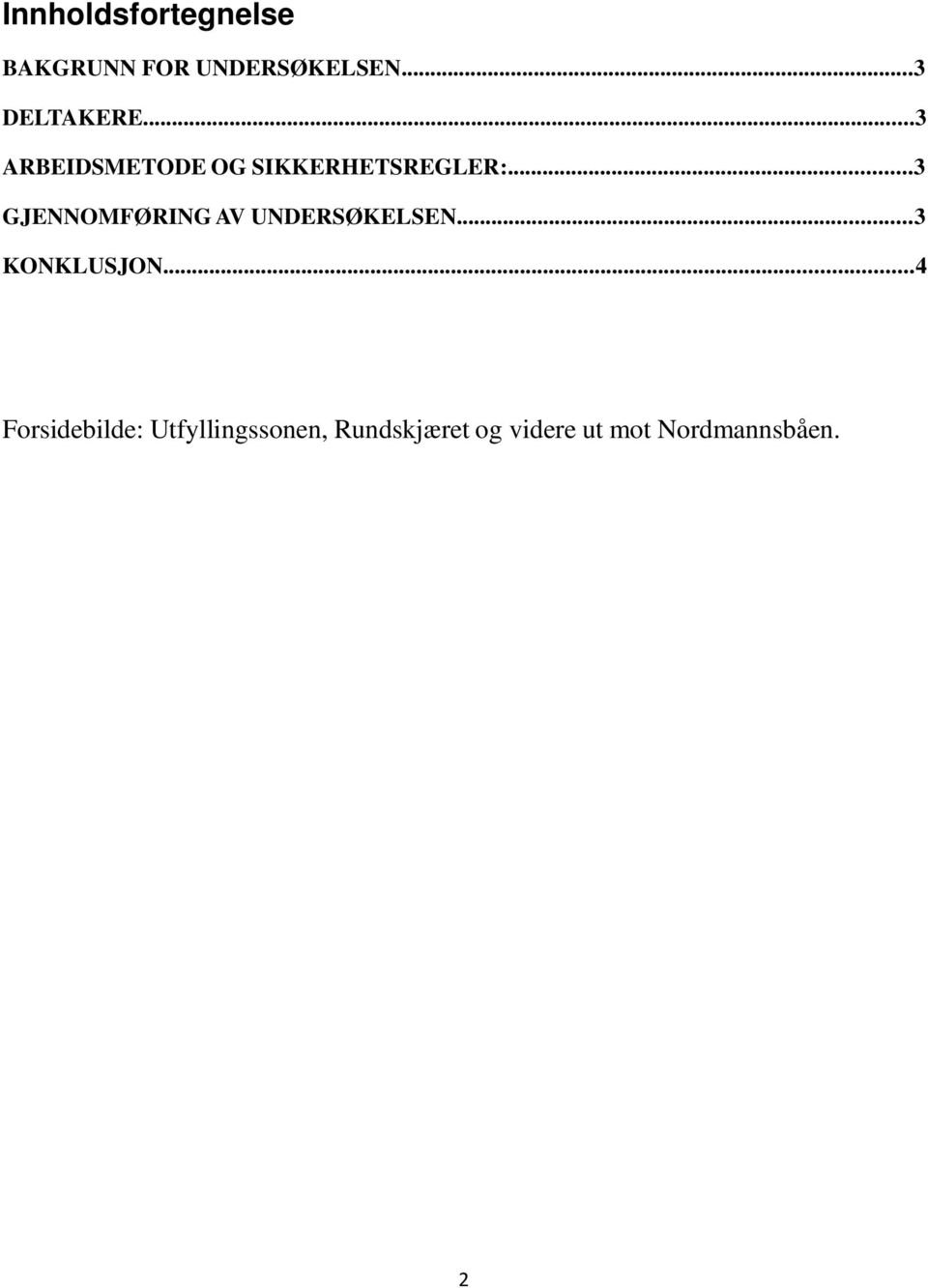 ..3 GJENNOMFØRING AV UNDERSØKELSEN...3 KONKLUSJON.