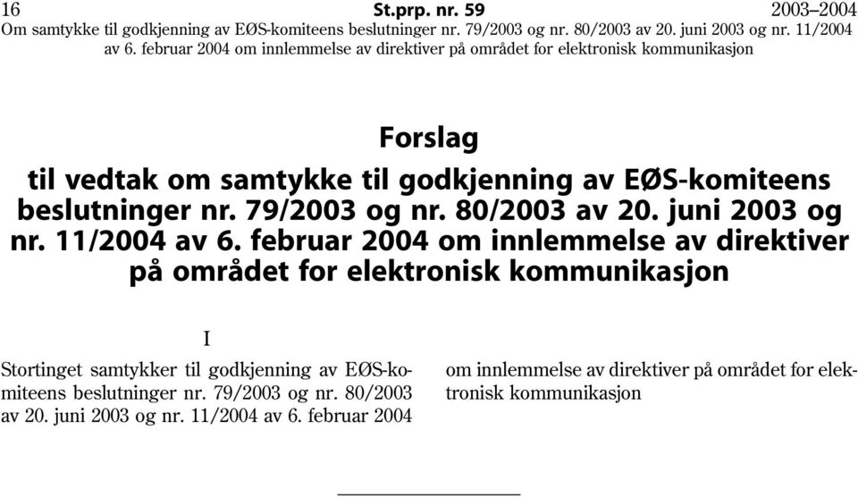 februar 2004 om innlemmelse av direktiver på området for elektronisk kommunikasjon om innlemmelse av direktiver på