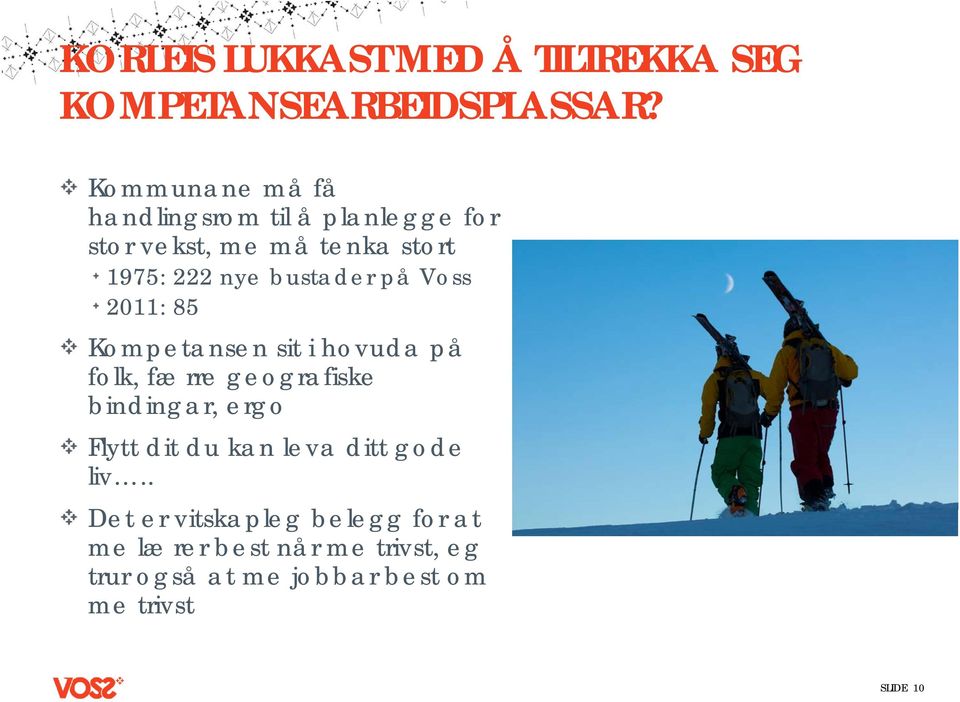 bustader på Voss 2011: 85 Kompetansen sit i hovuda på folk, færre geografiske bindingar, ergo Flytt