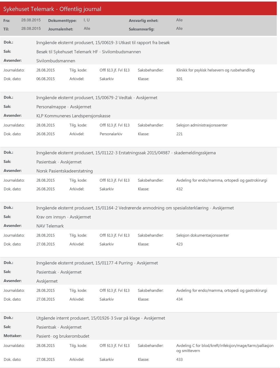 2015 Arkivdel: Sakarkiv 301 Inngående eksternt produsert, 15/00679-2 Vedtak - Dok. dato: 26.08.