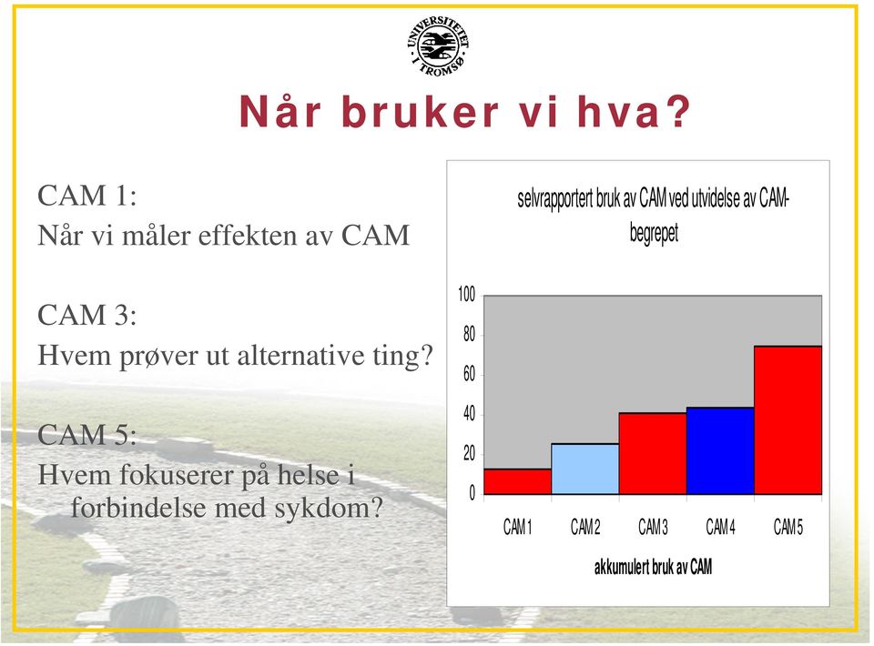 ting? CAM 5: Hvem fokuserer på helse i forbindelse med sykdom?