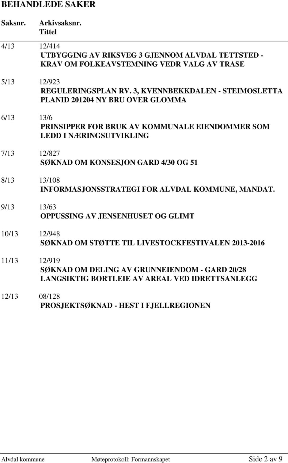 OG 51 8/13 13/108 INFORMASJONSSTRATEGI FOR ALVDAL KOMMUNE, MANDAT.