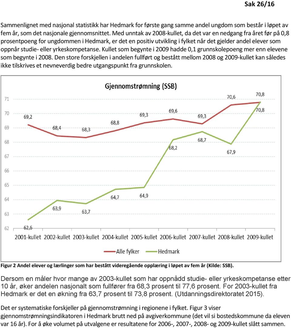 yrkeskompetanse. Kullet som begynte i 2009 hadde 0,1 grunnskolepoeng mer enn elevene som begynte i 2008.