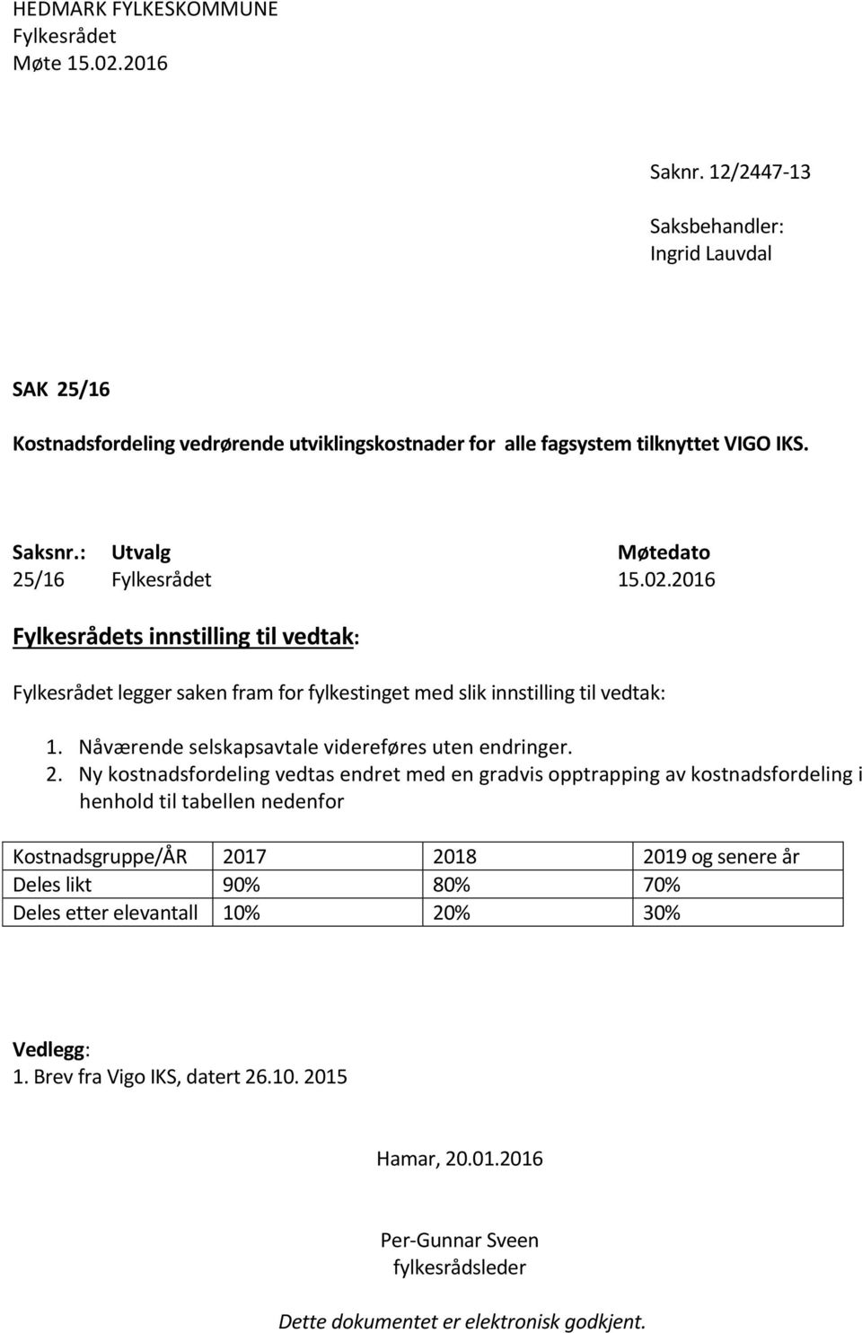 Nåværende selskapsavtale videreføres uten endringer. 2.