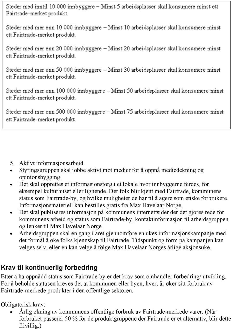 Der folk blir kjent med Fairtrade, kommunens status som Fairtrade-by, og hvilke muligheter de har til å agere som etiske forbrukere. Informasjonsmateriell kan bestilles gratis fra Max Havelaar Norge.