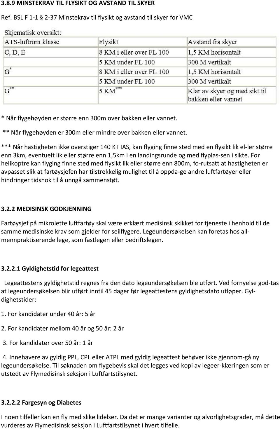 *** Når hastigheten ikke overstiger 140 KT IAS, kan flyging finne sted med en flysikt lik el-ler større enn 3km, eventuelt lik eller større enn 1,5km i en landingsrunde og med flyplas-sen i sikte.