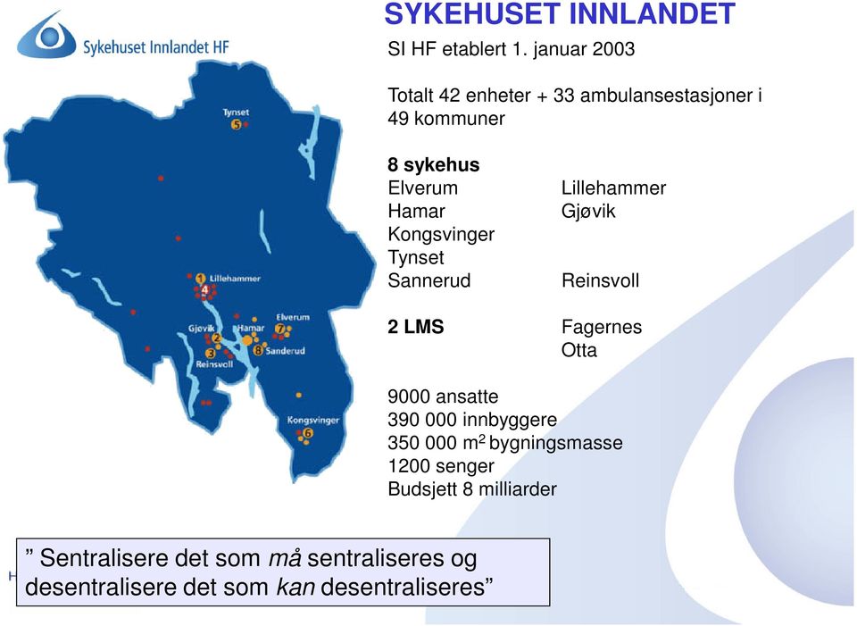 Kongsvinger Tynset Sannerud Lillehammer Gjøvik Reinsvoll 2 LMS Fagernes Otta 9000 ansatte 390