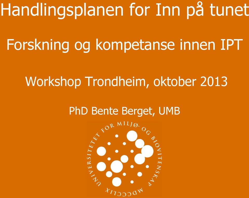 innen IPT Workshop Trondheim,
