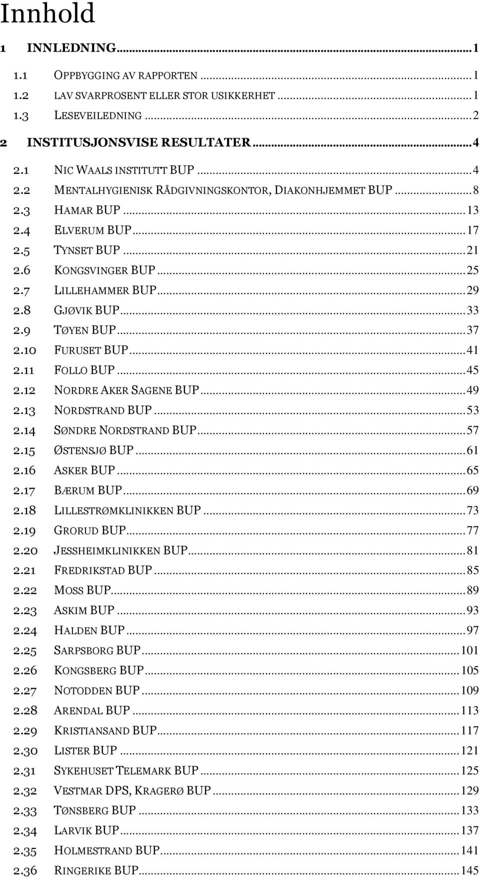 ..29 2.8 GJØVIK BUP...33 2.9 TØYEN BUP...37 2.10 FURUSET BUP...41 2.11 FOLLO BUP...45 2.12 NORDRE AKER SAGENE BUP...49 2.13 NORDSTRAND BUP...53 2.14 SØNDRE NORDSTRAND BUP...57 2.15 ØSTENSJØ BUP...61 2.