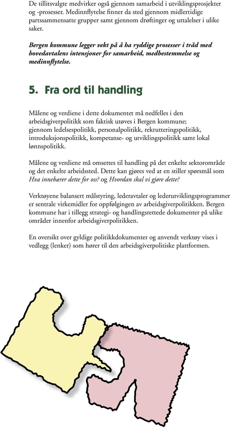 Bergen kommune legger vekt på å ha ryddige prosesser i tråd med hovedavtalens intensjoner for samarbeid, medbestemmelse og medinnflytelse. 5.