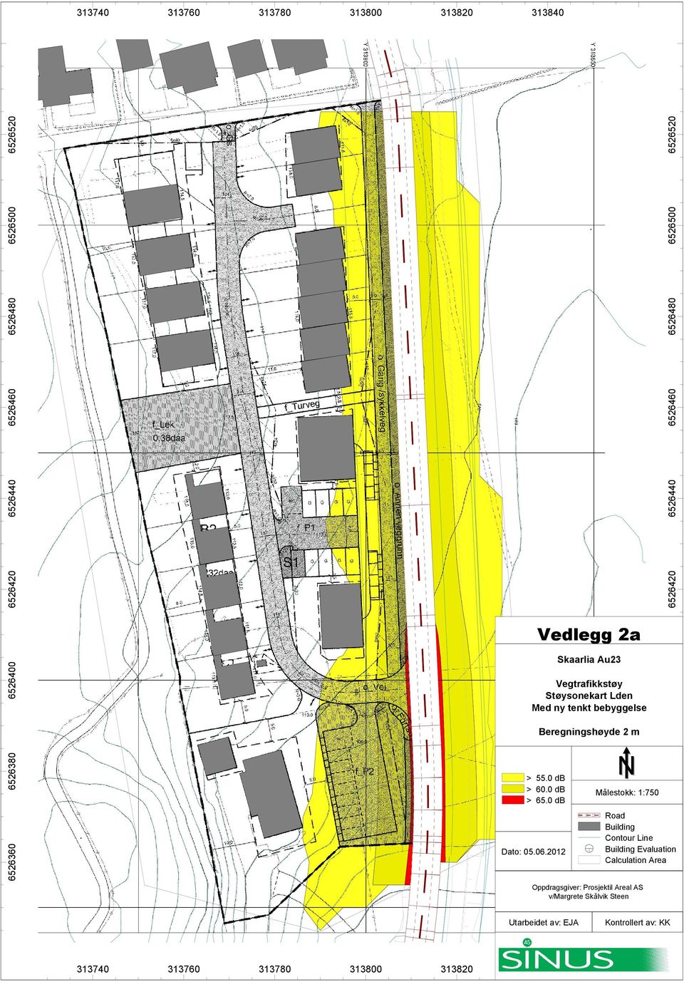 2012 Målestokk: 1:750 Road Building Contour Line Building Evaluation Calculation Area