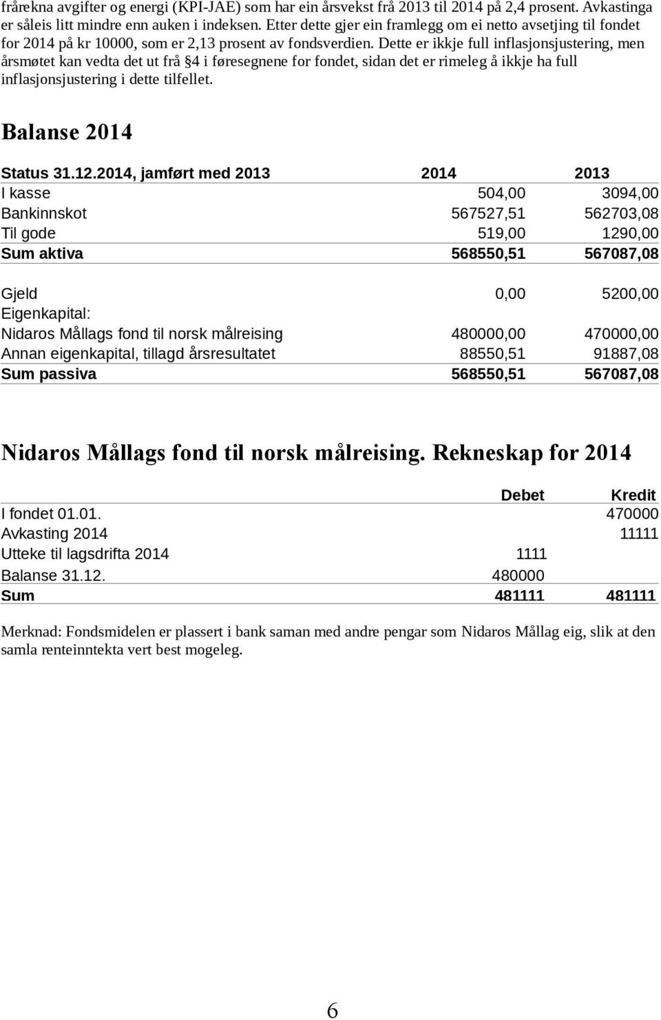 Dette er ikkje full inflasjonsjustering, men årsmøtet kan vedta det ut frå 4 i føresegnene for fondet, sidan det er rimeleg å ikkje ha full inflasjonsjustering i dette tilfellet.