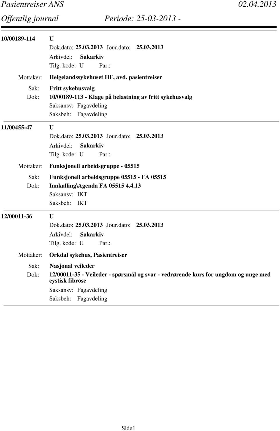 2013 Jour.dato: 25.03.2013 Funksjonell arbeidsgruppe - 05515 Funksjonell arbeidsgruppe 05515 - FA 05515 Innkalling\Agenda FA 05515 4.