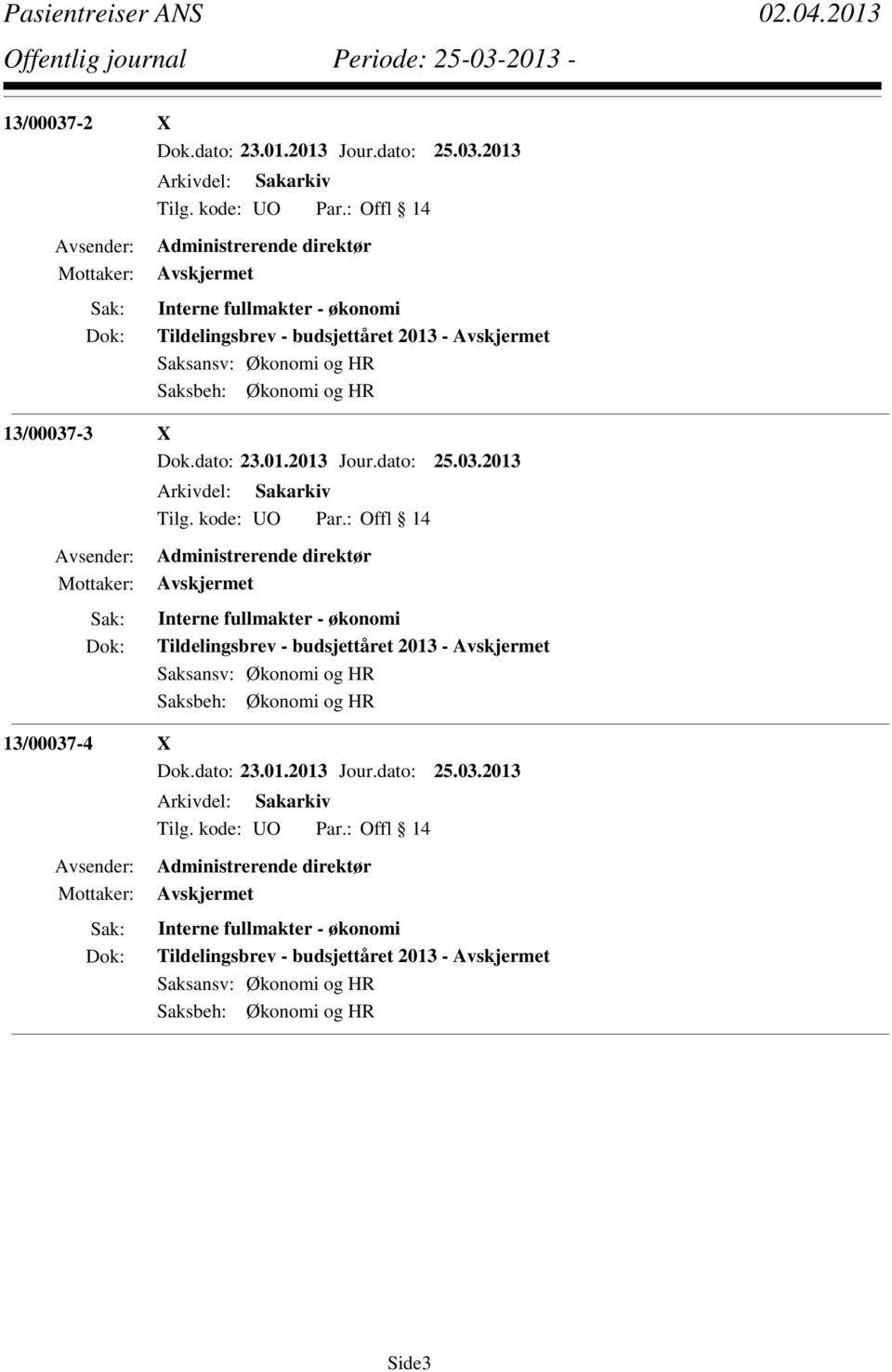 Tildelingsbrev - budsjettåret