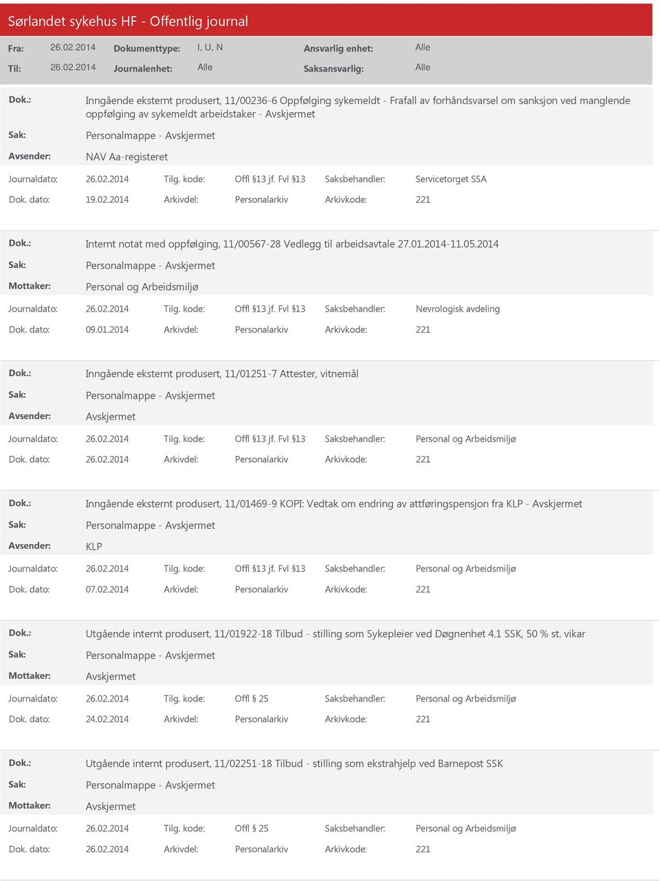 dato: Arkivdel: Personalarkiv Arkivkode: 221 Inngående eksternt produsert, 11/01469-9 KOPI: Vedtak om endring av attføringspensjon fra KLP - KLP Dok. dato: 07.02.