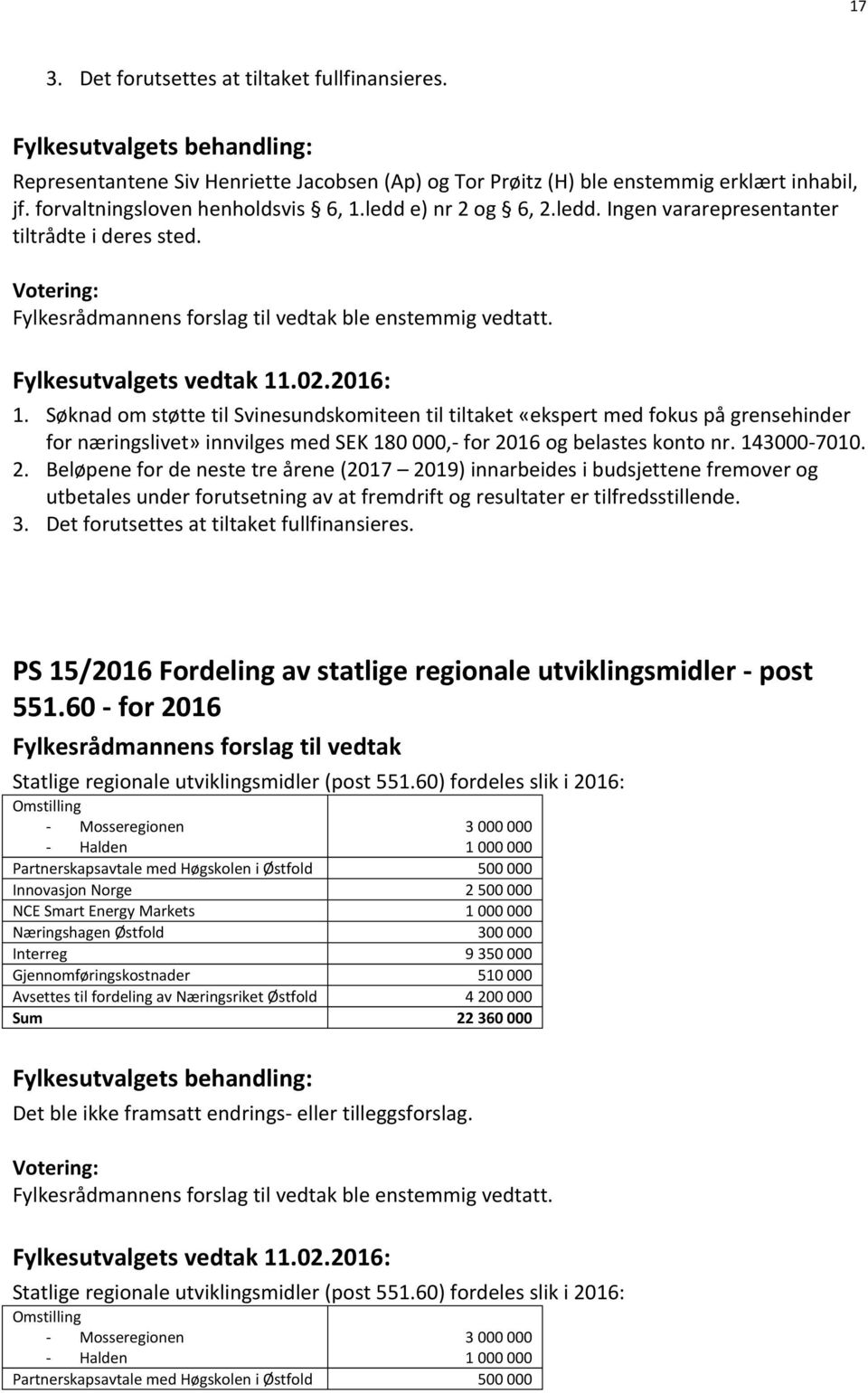 Søknad om støtte til Svinesundskomiteen til tiltaket «ekspert med fokus på grensehinder for næringslivet» innvilges med SEK 180 000,- for 20
