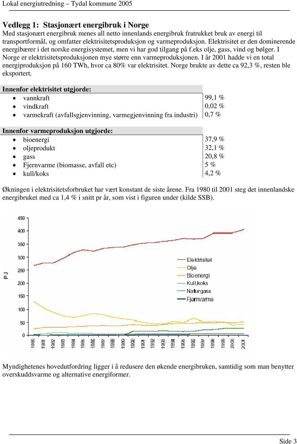 I Norge er elektrisitetsproduksjonen mye større enn varmeproduksjonen. I år 2001 hadde vi en total energiproduksjon på 160 TWh, hvor ca 80% var elektrisitet.