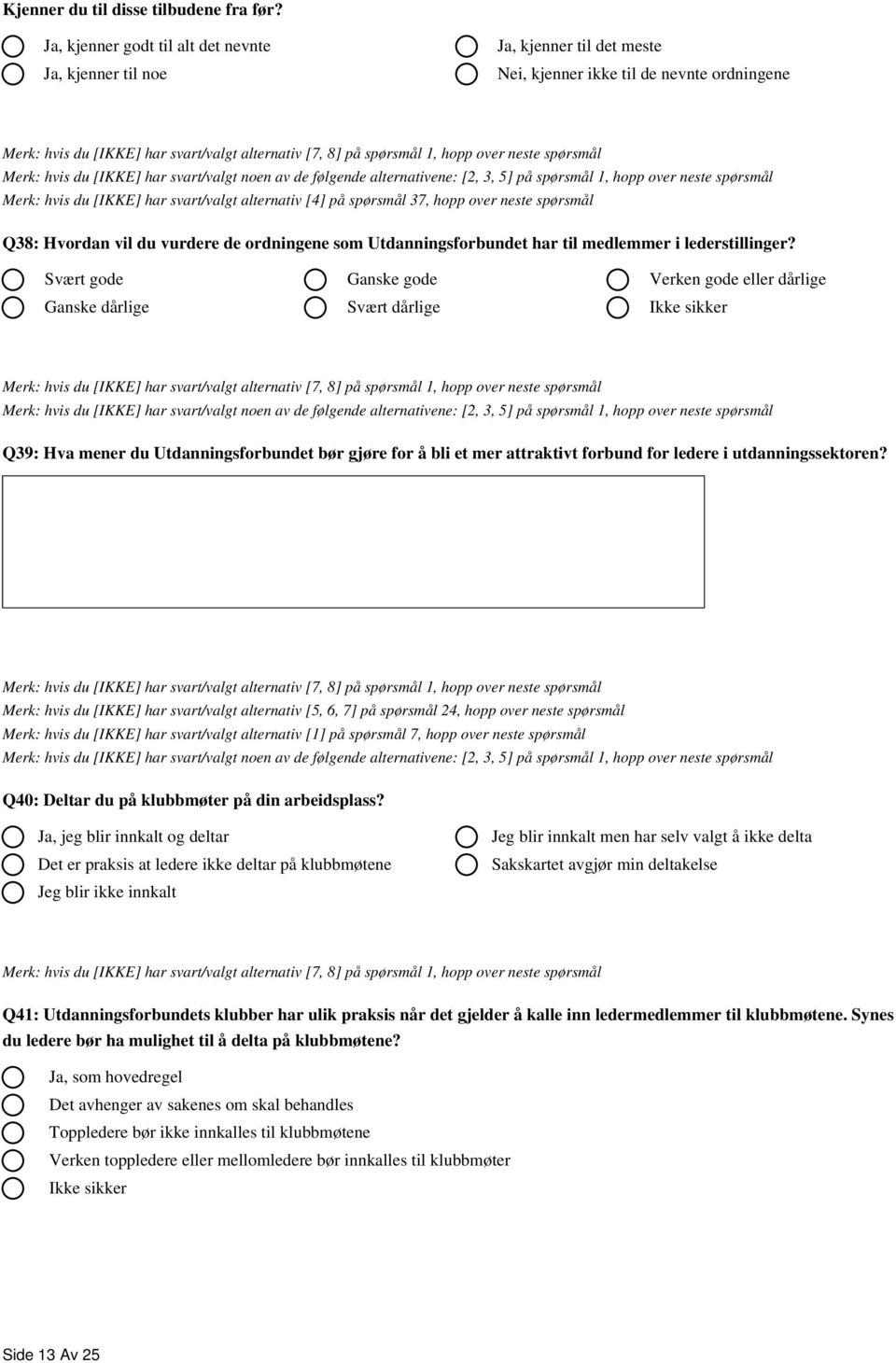 over neste spørsmål Q38: Hvordan vil du vurdere de ordningene som Utdanningsforbundet har til medlemmer i lederstillinger?