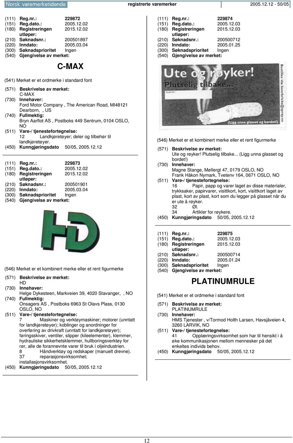 .12.03 (210) Søknadsnr.: 200500712 (220) Inndato: 2005.01.