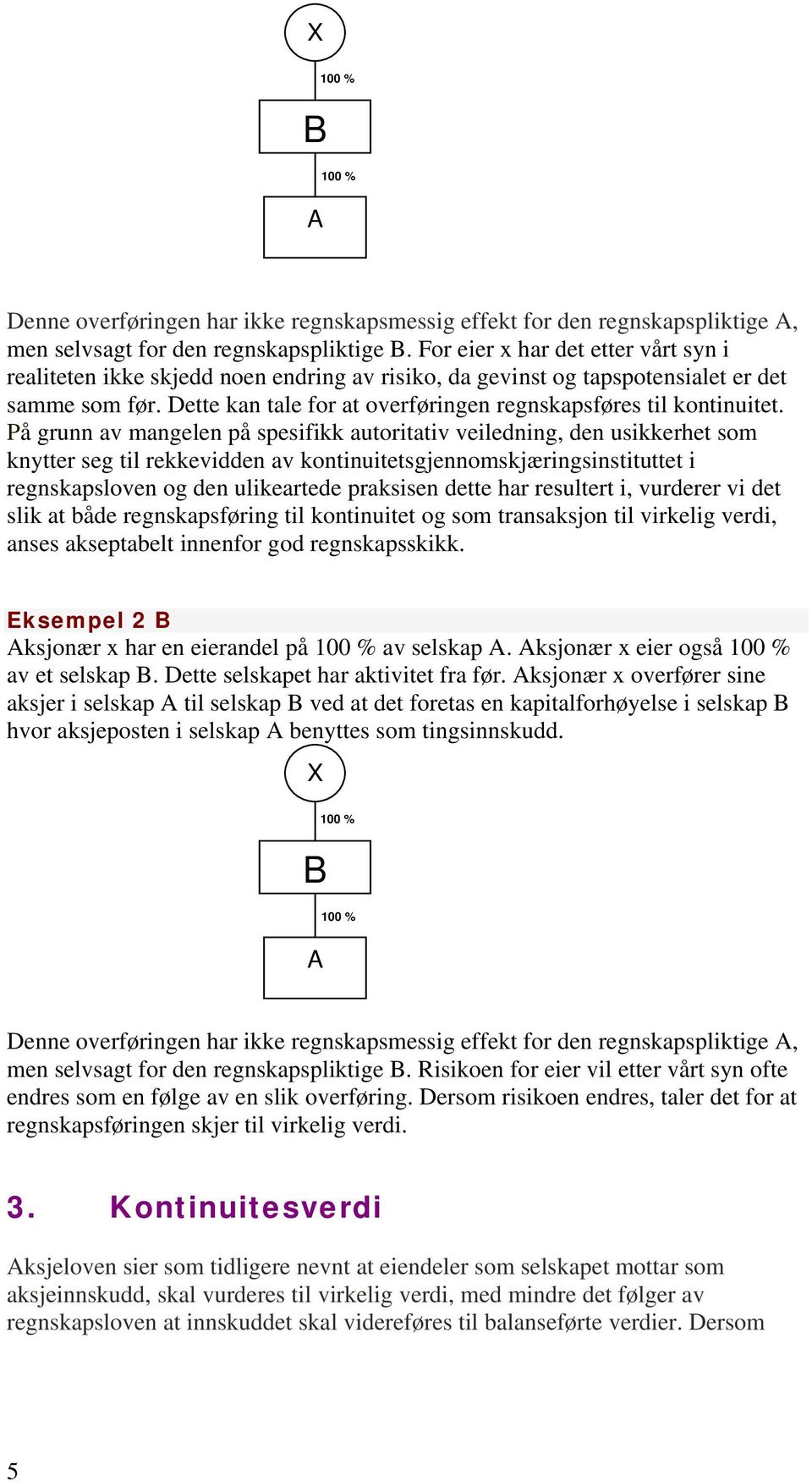 Dette kan tale for at overføringen regnskapsføres til kontinuitet.