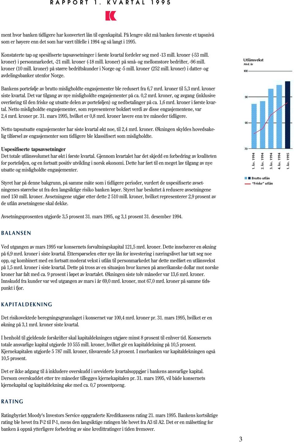 kroner) på små- og mellomstore bedrifter, -96 mill. kroner (10 mill. kroner) på større bedriftskunder i Norge og -5 mill. kroner (252 mill. kroner) i datter- og avdelingsbanker utenfor Norge.